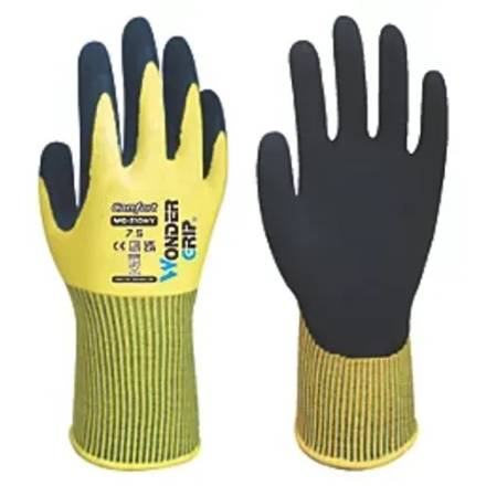 WonderGrip WG-310HY Comfort Double Latex-Coated Gloves Yellow Medium
