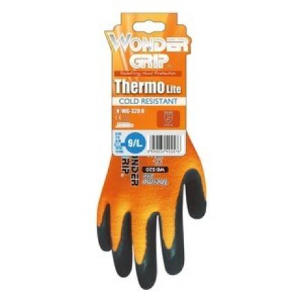 WonderGrip Thermo Lite WG-320O Double Latex Cold Protection Gloves Orange Medium