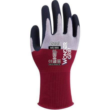 WonderGrip WG-355 DUAL Latex Palm Work Glove Medium (Size 8)