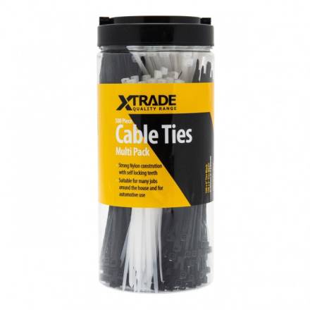 X-Trade 500-Piece Mixed Cable Tie Multi-Pack - 3.6mm x 150mm and 4.8mm x 200mm