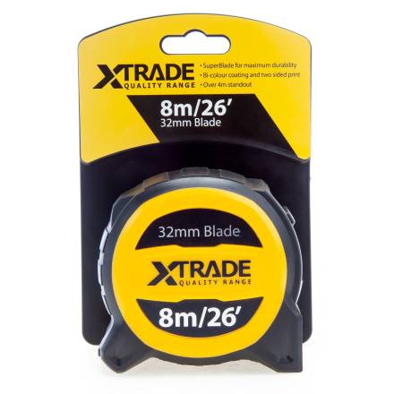 X-Trade PRO Tape Measure 8m / 26ft Metric and Imperial Dual-Sided Blade