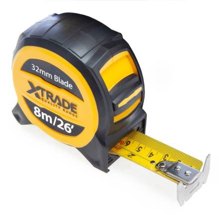 X-Trade PRO Tape Measure 8m / 26ft Metric and Imperial Dual-Sided Blade