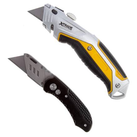 X-Trade 2-Piece Utility Knife Set - Retractable and Folding Knives