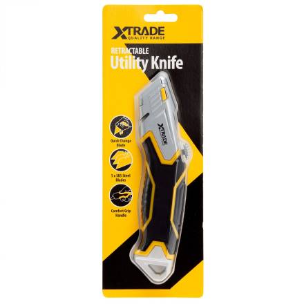 X-Trade Retractable Utility Knife with 5 SK5 Steel Blades