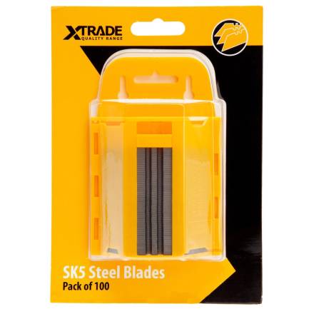 X-Trade SK5 Premium Utility Knife Blades - 100 Pack with Wall-Mountable Dispenser