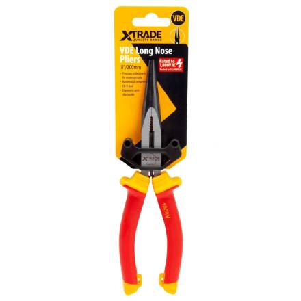 X-Trade VDE Long Nose Pliers 8"/200mm