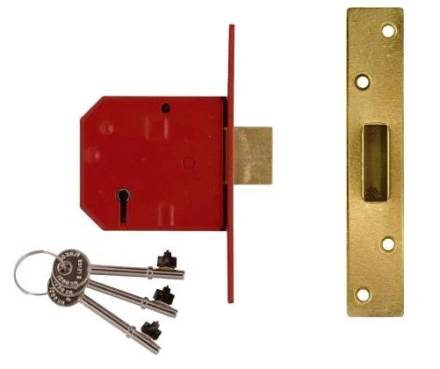 Union 2101 5 Lever Mortice Deadlock Polished Brass 65mm (2.5")