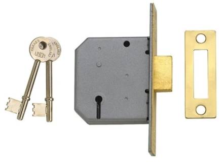 Union 2101 5 Lever Mortice Deadlock Polished Brass 65mm (2.5")