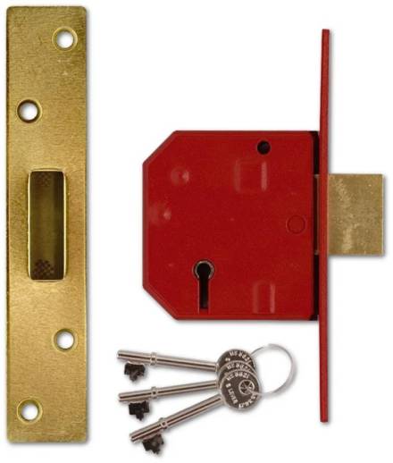 Union 2101 5 Lever Mortice Deadlock Polished Brass 65mm (2.5")
