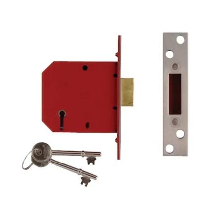 Union 2101 5 Lever Mortice Deadlock Polished Brass 77.5mm (3")