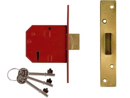 Union 2134E 5-Lever BS Mortice Deadlock Polished Brass 79.5mm (3in)