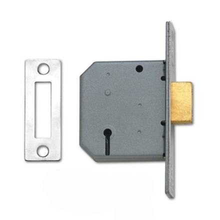 Union 2177 3 Lever Mortice Deadlock Satin Chrome 65mm 2.5in Visi