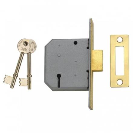 Union 2177 3 Lever Mortice Deadlock Satin Chrome 65mm 2.5in Visi