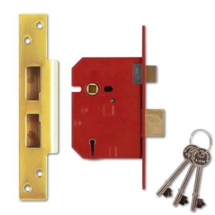 Union 2234E 5-Lever BS Mortice Sashlock - Polished Brass Finish - 3" (79.5mm) Case