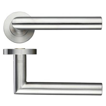 Zoo Hardware ZCS010SS 19mm Mitred Lever on Round Rose - Satin Stainless Steel