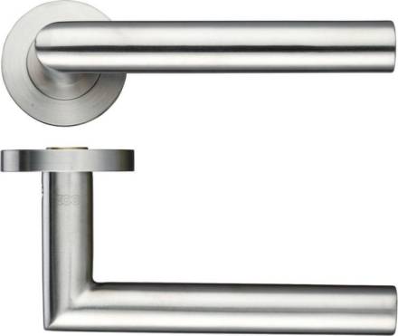 Zoo Hardware ZCS010SS 19mm Mitred Lever on Round Rose - Satin Stainless Steel