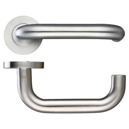 Zoo Hardware 19mm Tubular Return to Door Lever on Round Rose - Satin Stainless Steel