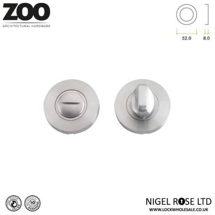 Zoo Hardware ZCS2004SS Satin Stainless Steel Thumb Turn and Release with Escutcheons and 5mm Spindle