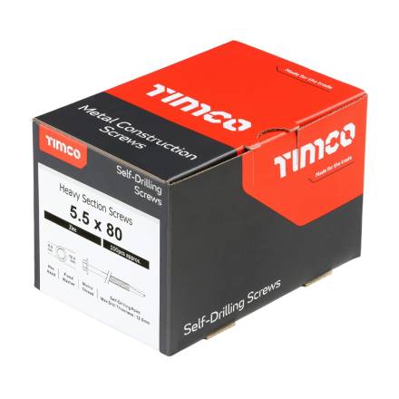 TIMCO Metal Construction Heavy Section Tek Screw Hex Self-Drilling Zinc 5.5 x 80mm