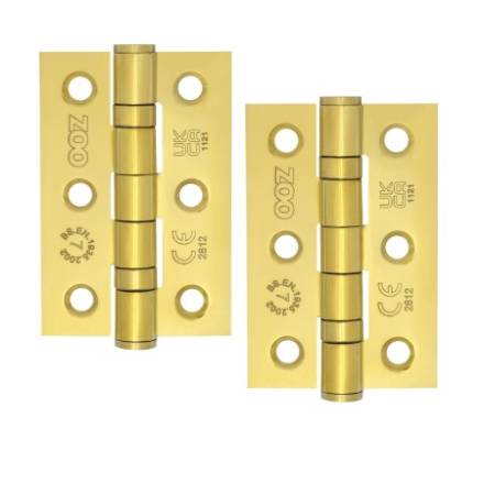 Zoo Hardware Stainless Steel Ball Bearing Door Hinge 76 x 50 x 2mm PVD Polished Brass (Pair)