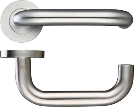 Zoo Hardware ZPS030SS Satin Stainless Steel 19mm Return to Door Lever on Round Rose