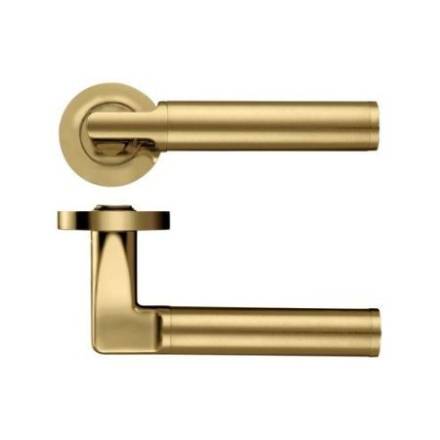 Zoo Hardware Stanza Milan Lever on Round Rose - Favo Satin Brass (ZPZ030-FSB)