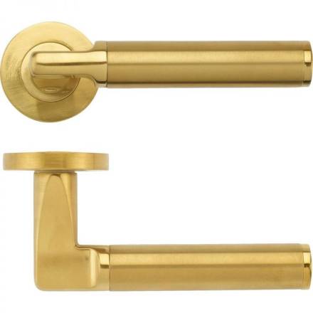 Zoo Hardware Stanza Milan Lever on Round Rose - Favo Satin Brass (ZPZ030-FSB)