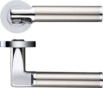 Zoo Hardware Milan Lever on Round Rose - Polished Chrome / Satin Stainless (ZPZ030CPSS)
