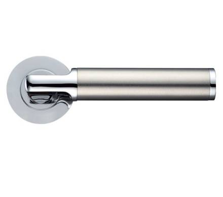 Zoo Hardware Milan Lever on Round Rose - Polished Chrome / Satin Stainless (ZPZ030CPSS)