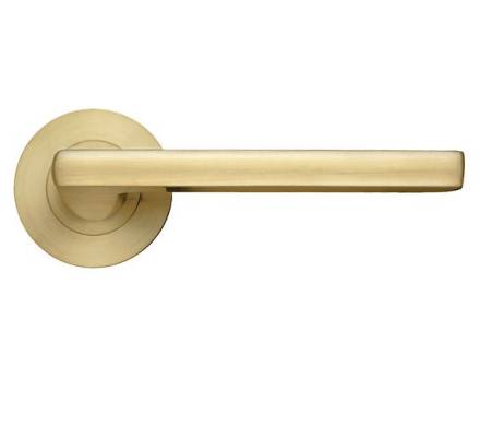 Zoo Hardware Stanza Venice Lever on Round Rose - Favo Satin Brass (ZPZ070-FSB)