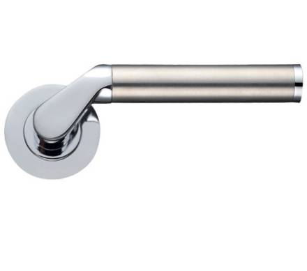 Zoo Hardware Venus Lever on Round Rose - Polished Chrome / Satin Stainless Steel
