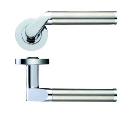 Zoo Hardware Venus Lever on Round Rose - Polished Chrome / Satin Stainless Steel