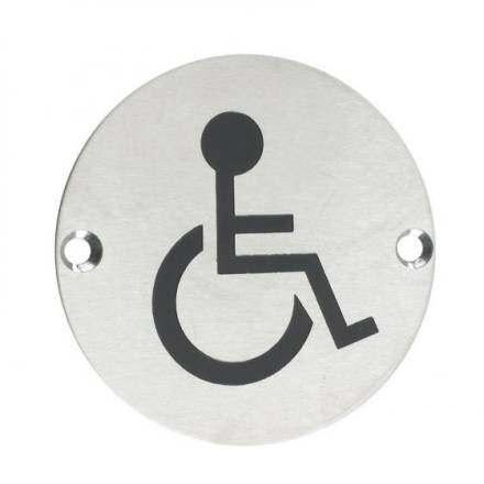Zoo Hardware ZSS07SS Disabled Facilities Symbol Door Sign 76mm Satin Stainless Steel