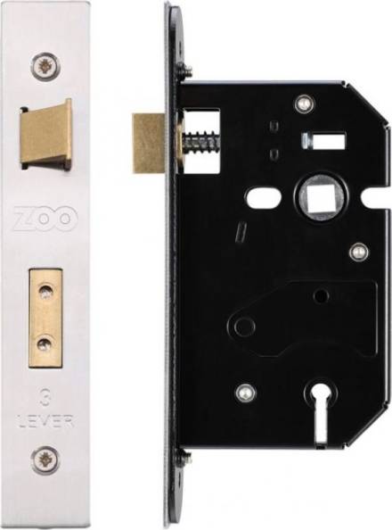 Zoo Hardware 3 Lever UK Replacement Mortice Sashlock 64mm Satin Stainless Steel