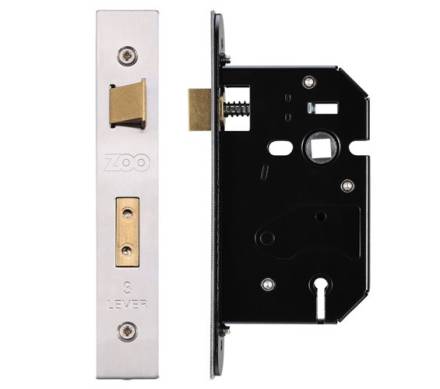 Zoo Hardware 3 Lever UK Replacement Mortice Sashlock 64mm Satin Stainless Steel