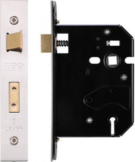 Zoo Hardware 3 Lever Replacement Sash Lock 76mm Satin Stainless Steel