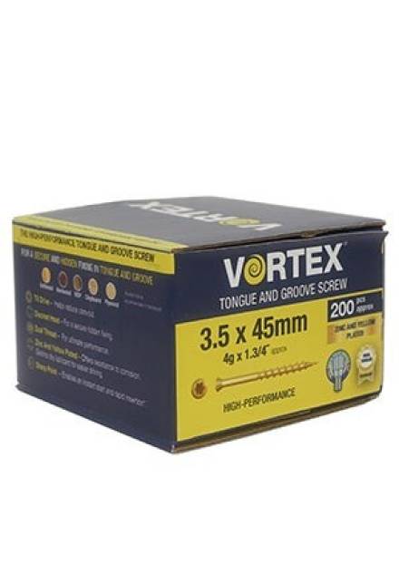 Unifix Vortex Pozidriv Countersunk Wood Screw Yellow Zinc Passivated 3.5 x 20mm (Box of 200)